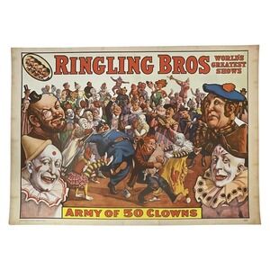 Ringling Bros Army of 50‎ Clowns 1960 Circus World Museum Vintage Mini Poster